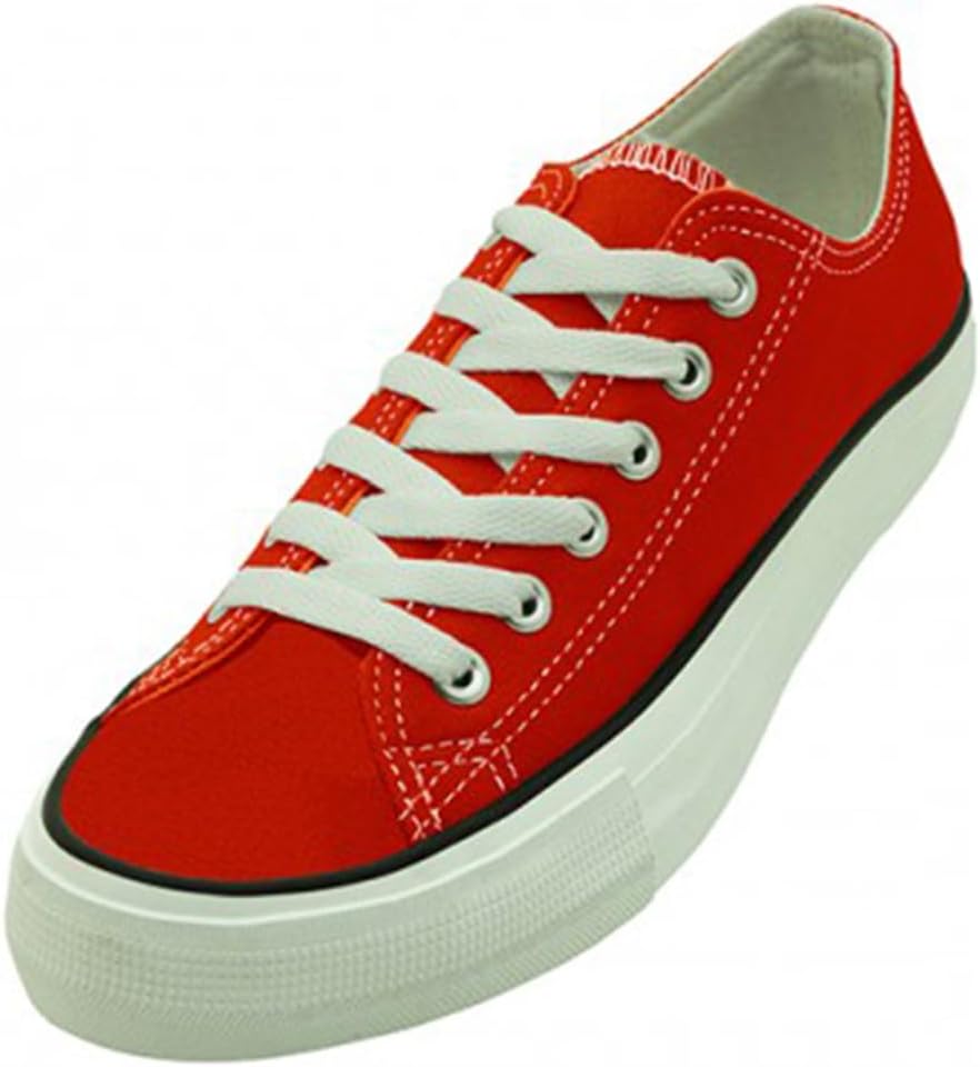 Men's Canvas Sneakers Classic Lace Up Oxfords Students Fashion Shoes, Black, Red, Navy, White, Grey
