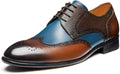 Men's Dress Shoes Two Tone Wingtip Genuine Cowhide Leather Oxford Shoes with Brogue Formal Business Wedding Derby Shoes